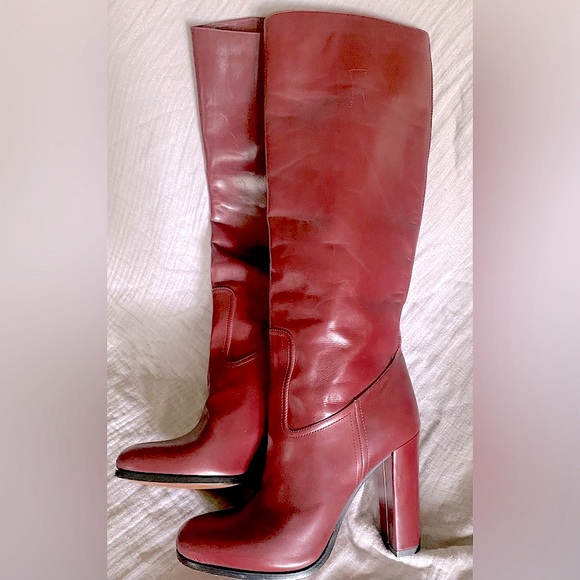 Prada Deep Red High Heeled Boots - Picture 3 of 13